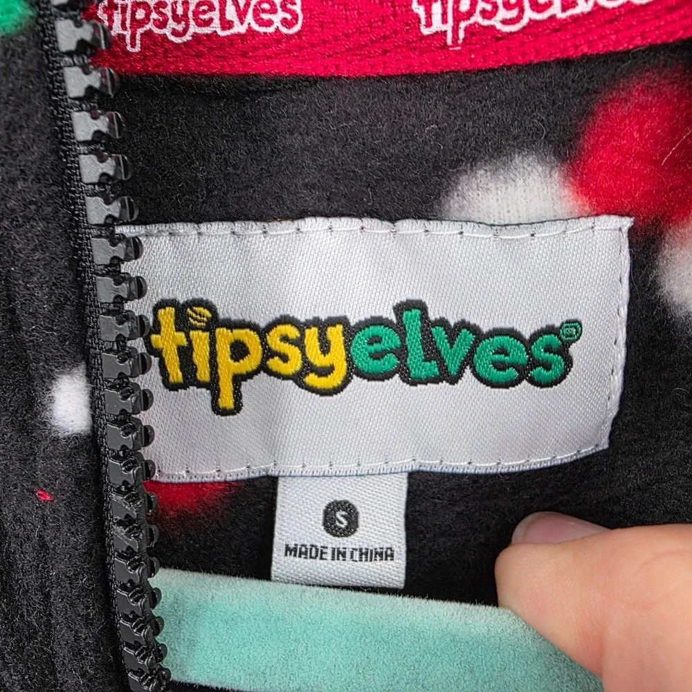 TIPSY ELVES Holiday Goodies One Piece Jumpsuit‎ Fleece Christmas Pajamas S NWT